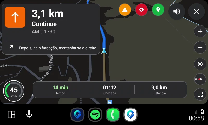 NovexGO na tela do Android Auto
