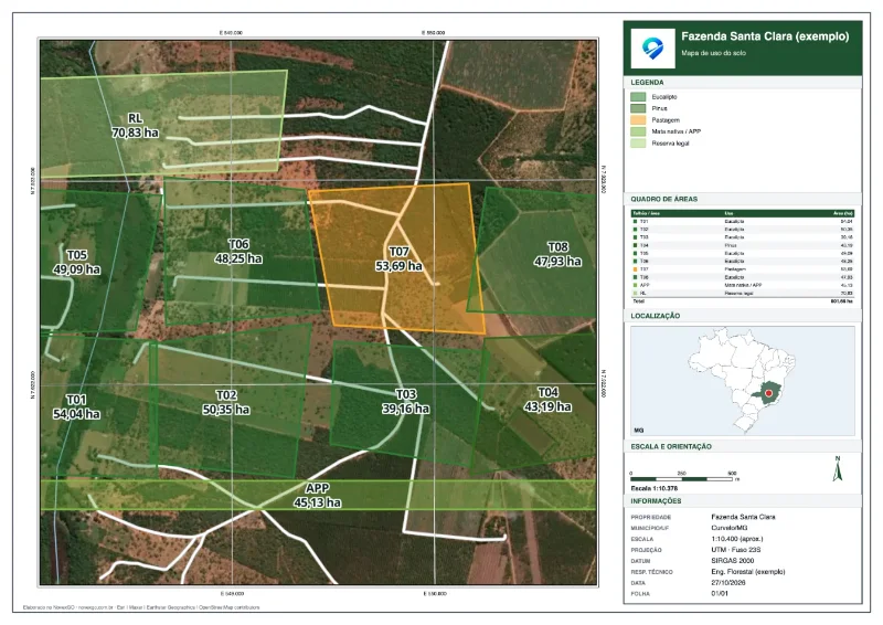 Exemplo de folha gerada no criador de mapas