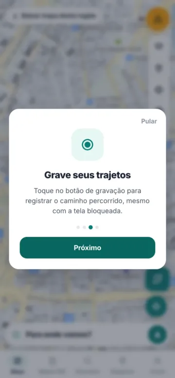 Tela de gravação de trajeto