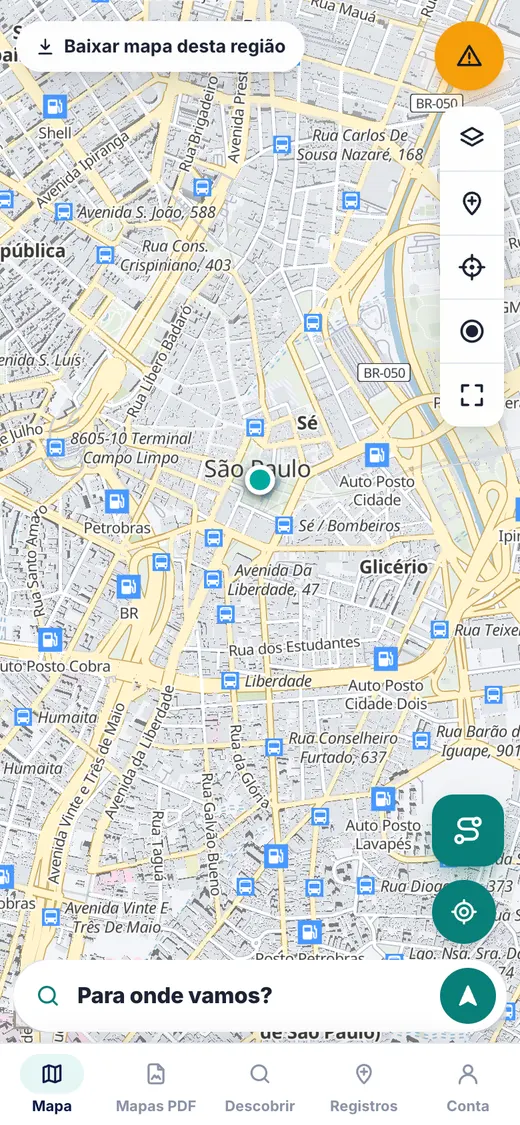 Tela real do NovexGO com a opção de baixar o mapa da região