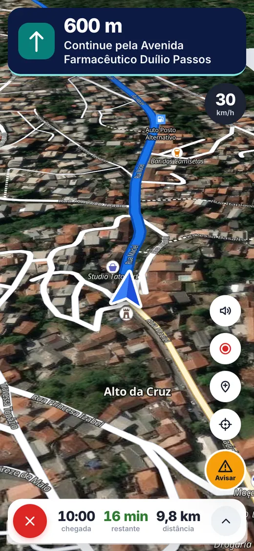 Navegação real no NovexGO com imagem de satélite